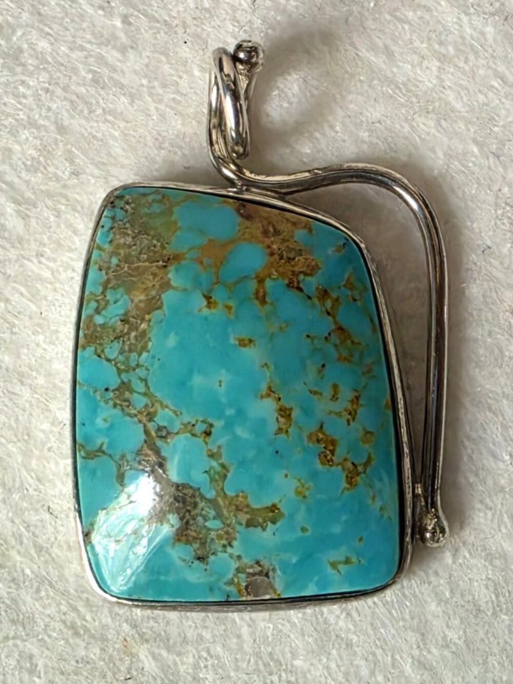 Vintage 1970s Southwestern Natural Turquoise Sterling Silver Statement Necklace